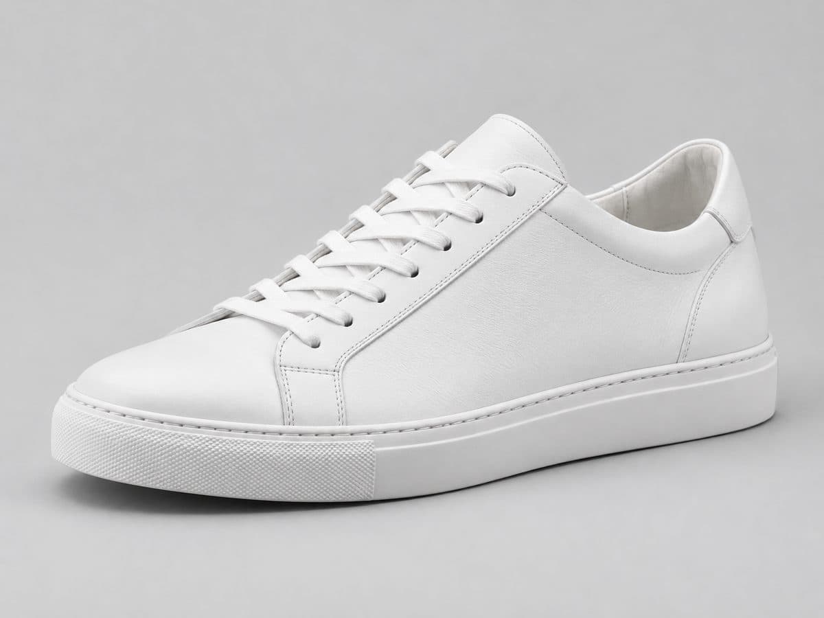 AI-generated sample: a white sneaker on a light grey ground
